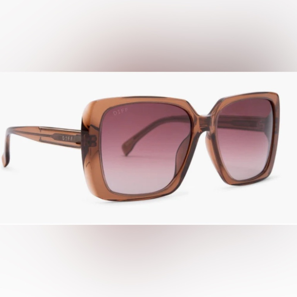 Diff Sophie Brown Square Oversized Sunglasses